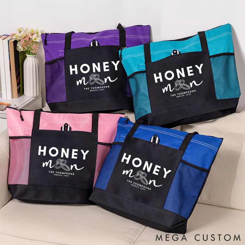 Personalized Honeymoon Tote Bag for Newlyweds
