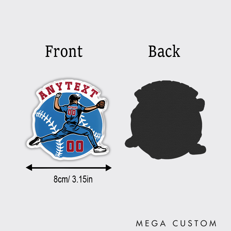 Personalized Athletic Fridge Magnet with Player Throwing Pose and Custom Details