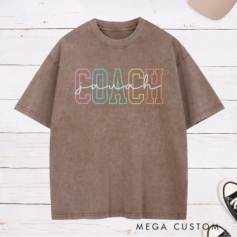 Personalized Coach Washed T-Shirt with Custom Name