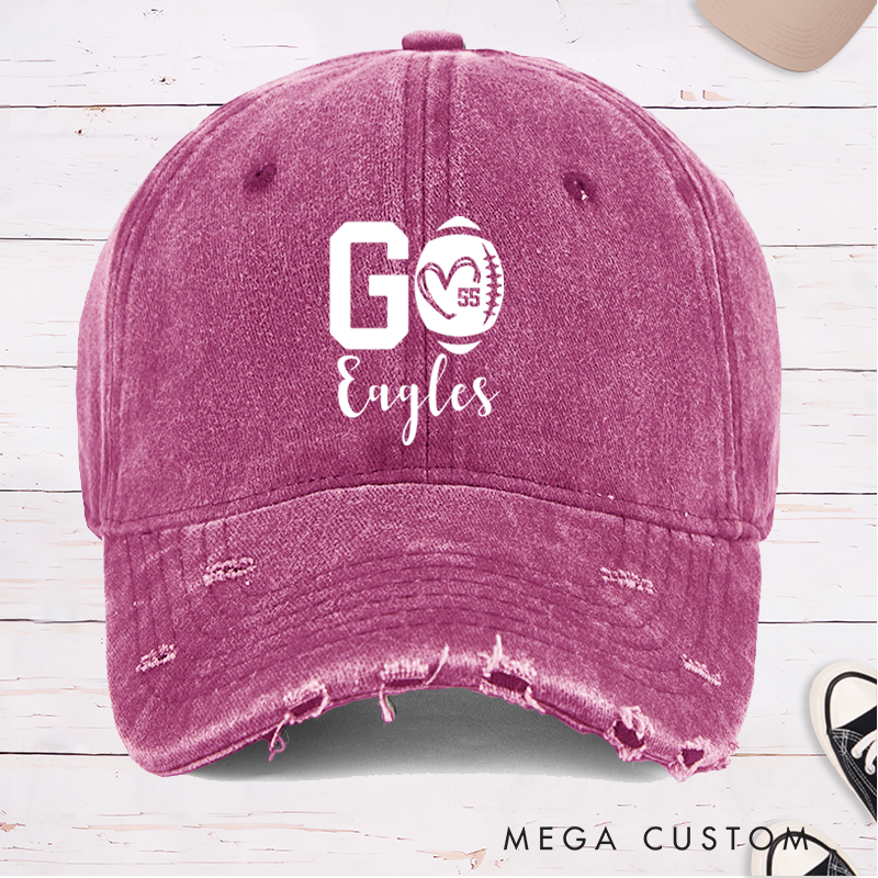 Personalized American Football Cap with Custom Team Name and Number for Game Day