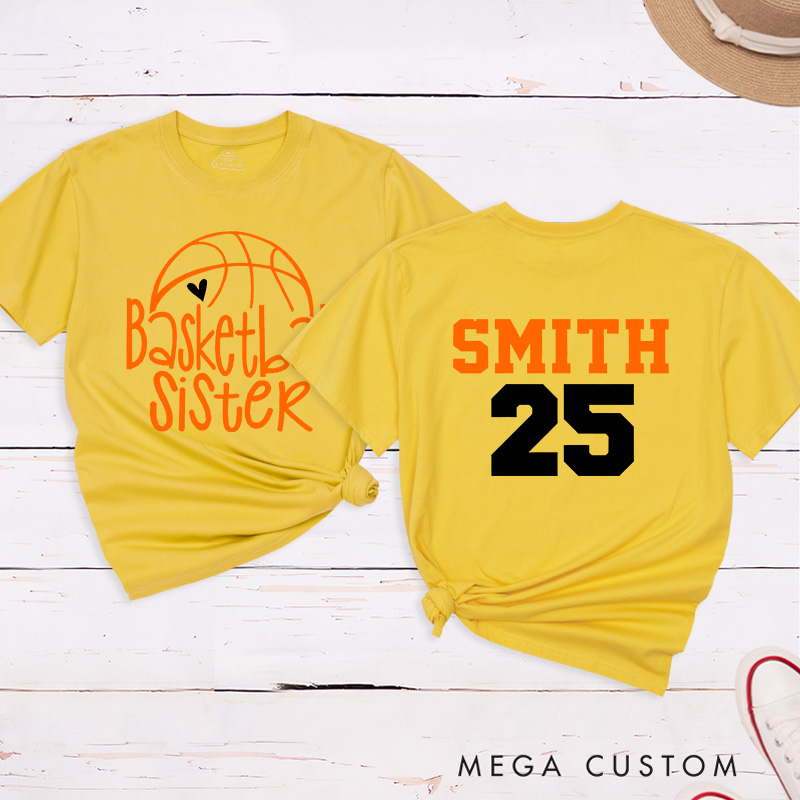 Personalized Basketball Sister T-Shirt with Custom Name and Number on Back