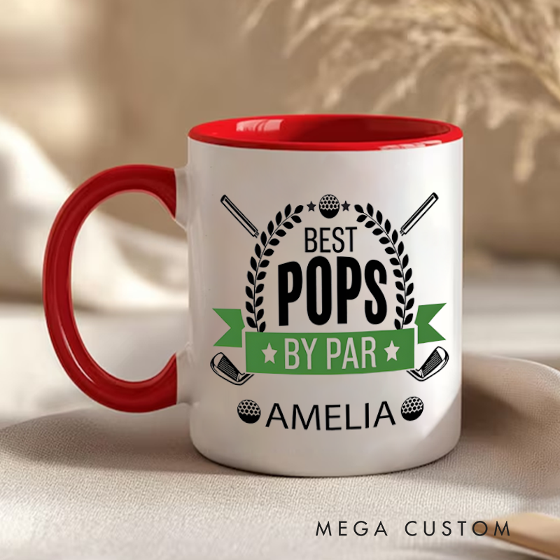 Personalized Golf Mug with "Best Pops By Par" Design Featuring Custom Name and Golf-Themed Decoration Thoughtful Gift for Golf-Loving Dads