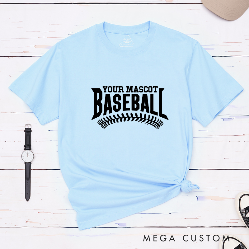 Personalized Baseball T-Shirt with Custom Mascot Name and Classic Stitch Design