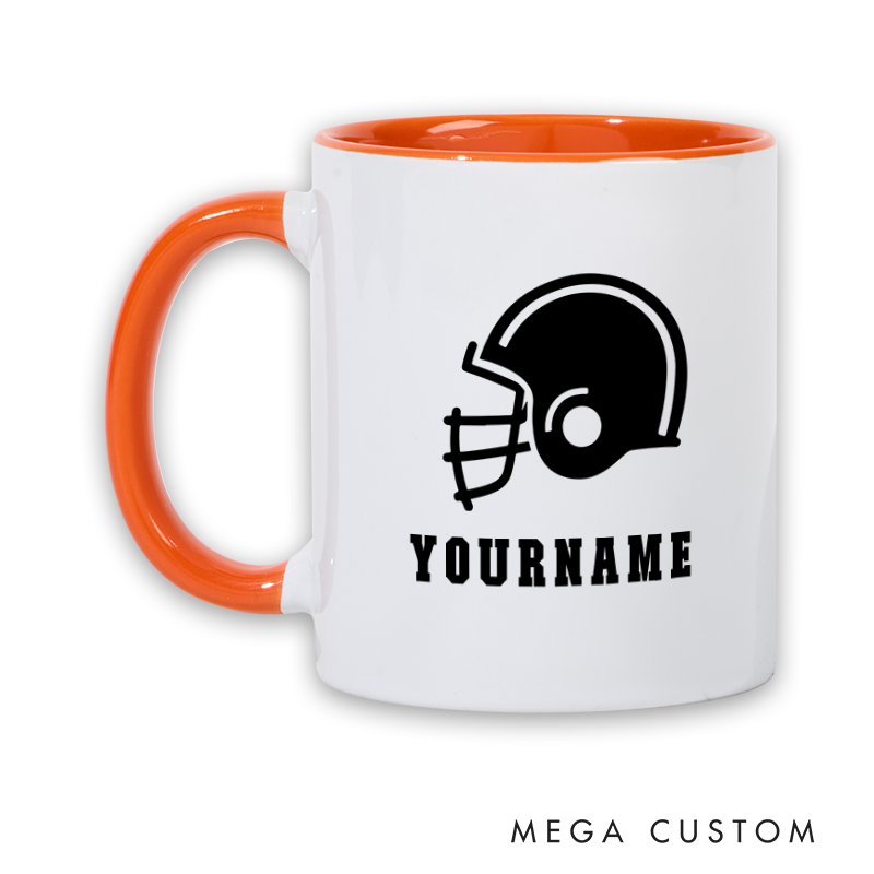 Personalized American Football Helmet Mug with Custom Player Name