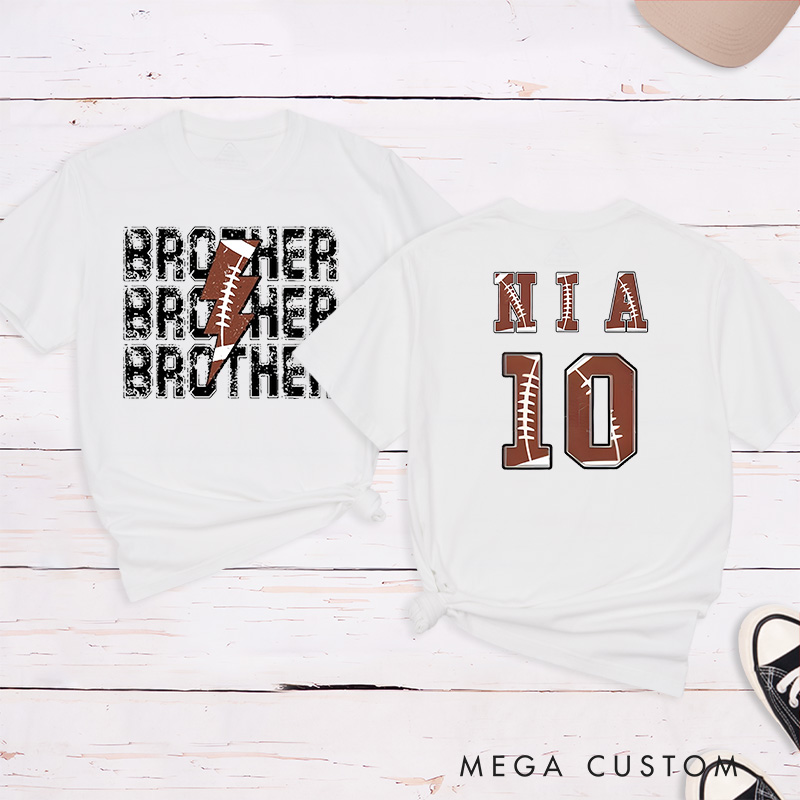 Personalized American Football and Rugby Brother T-Shirts with Custom Name and Number