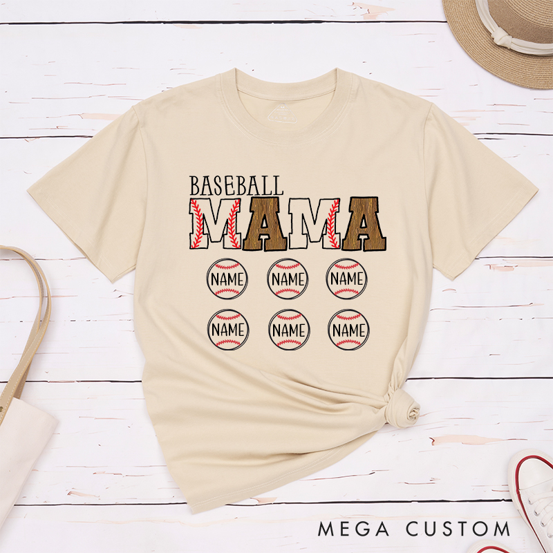 Personalized Baseball Mom T-Shirt With Kids Name