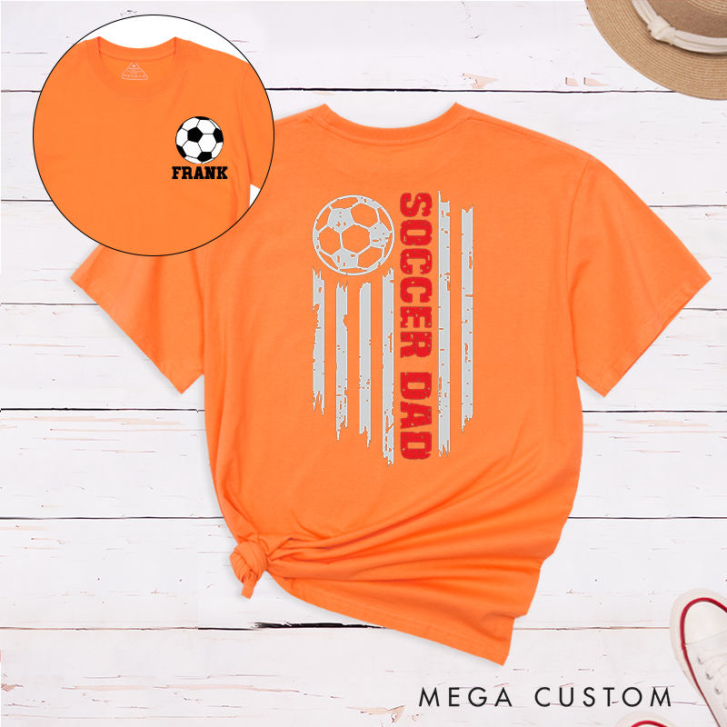 Personalized Patriotic Soccer Dad T-Shirt with Custom Name 