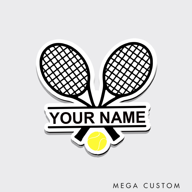 Personalized Tennis Racket Fridge Magnet Custom Name Design