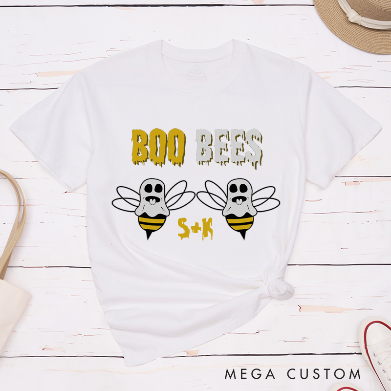 Personalized Boo Bees Couple Matching Halloween T-Shirt