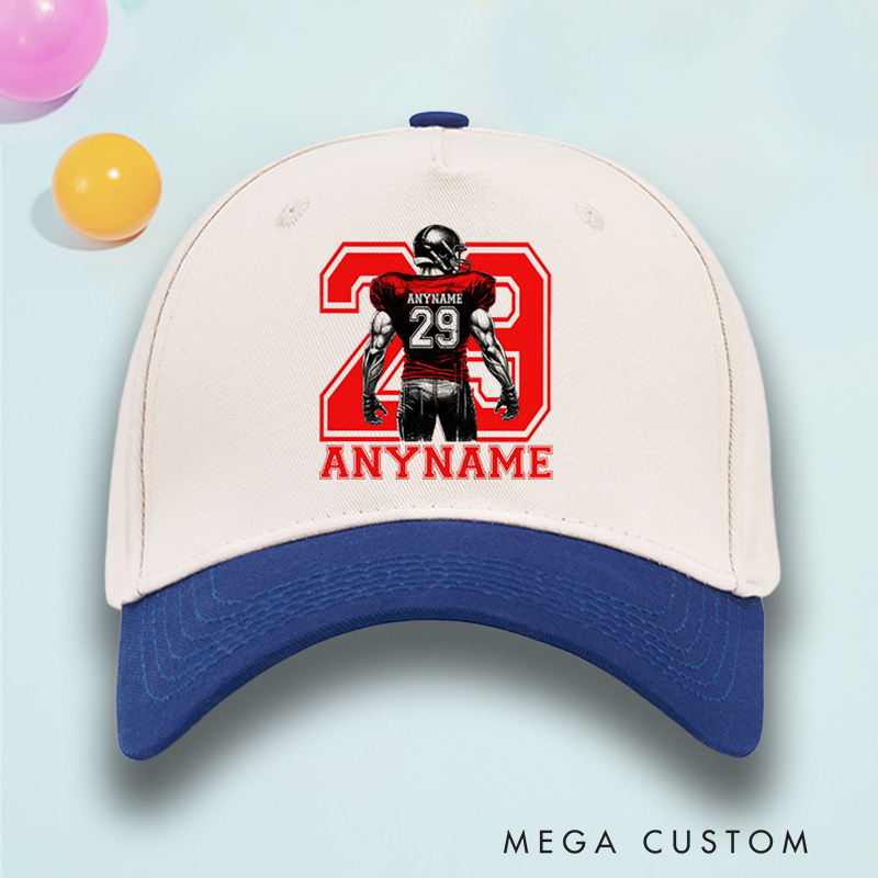 Personalized Football Cotton Two Tone Cap Custom Player Name and Number on the Back