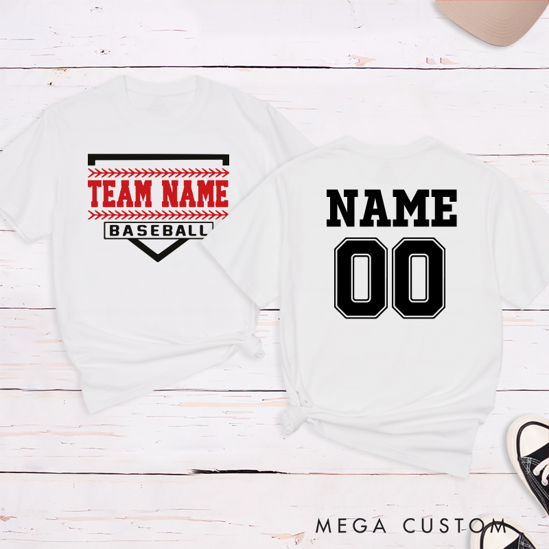 Personalized Team Baseball T-Shirt with Shield Design and Custom Name and Number