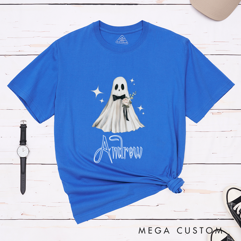Personalized Halloween Ghost Matching Couple T-Shirt Funny Ghost Shirt For Him and Her