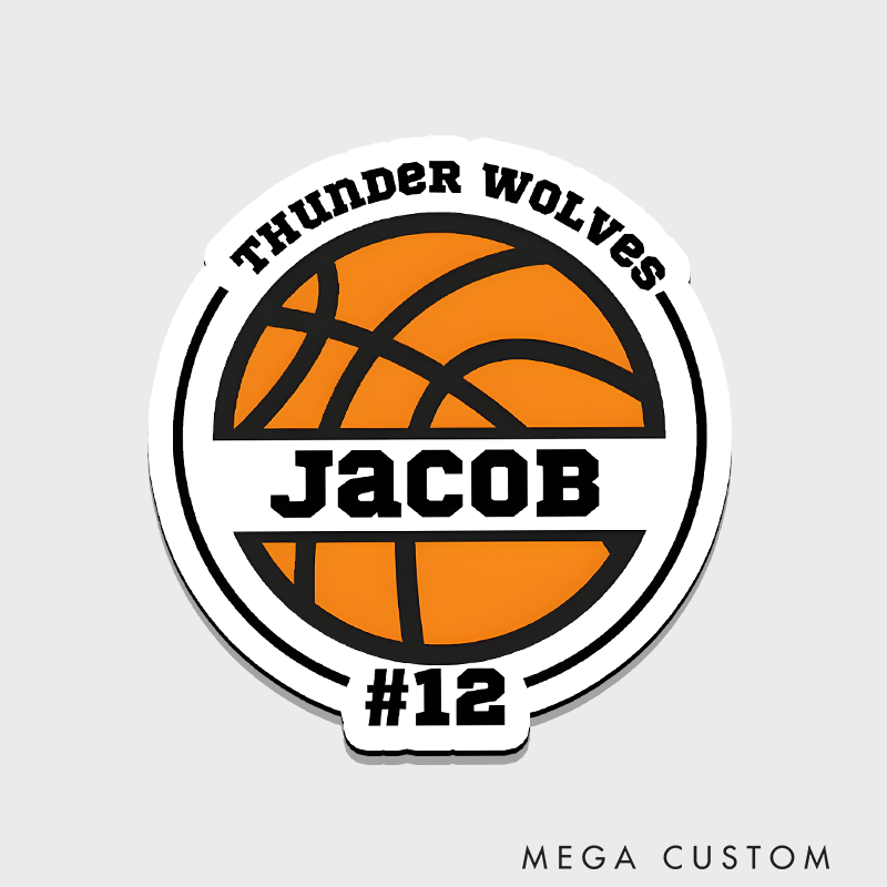 Personalized Basketball Refrigerator Magnet with Custom Name Jersey Number Team Name and Classic Basketball Design