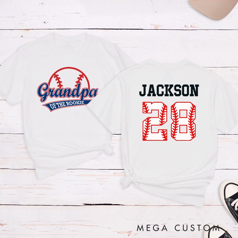 Personalized Baseball Name and Number T-Shirt for Grandpa