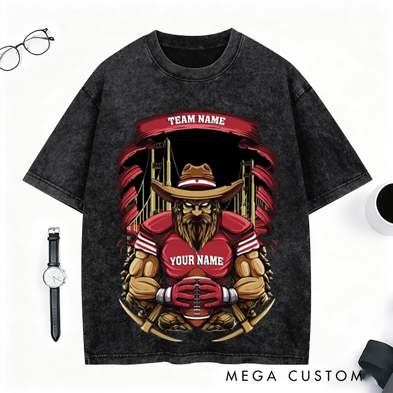 Personalized Cowboy Football T-Shirt Custom Team and Name for a Bold Western Style