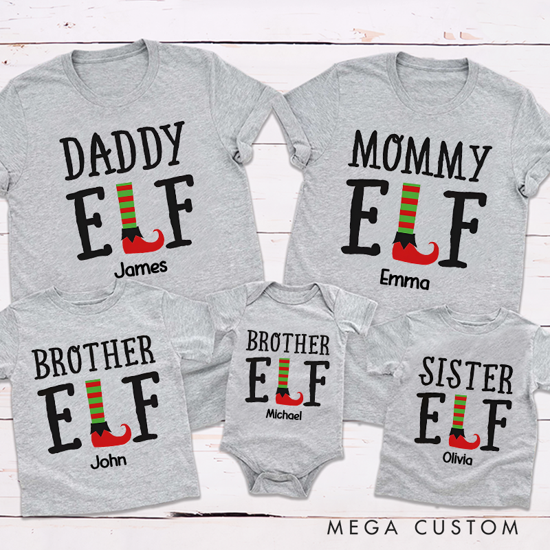 Personalized Playful Elf Family Tees for a Fun and Lively Christmas Adventure Matching Outfit