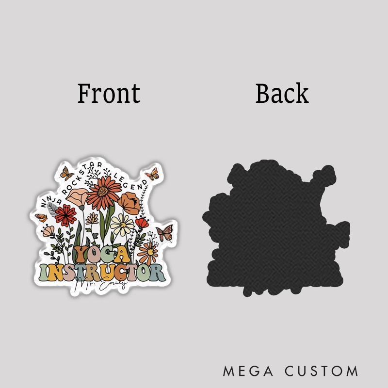 Personalized Yoga Instructor Refrigerator Magnets with Floral and Butterfly Design Perfect Gift for Yoga Lover