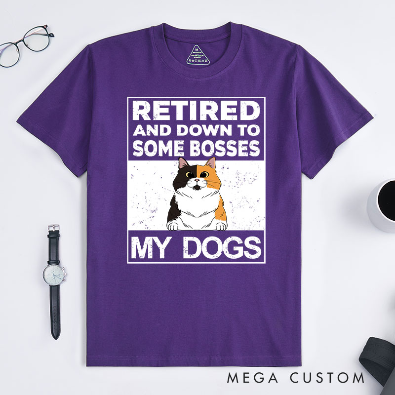Personalized Cat Lover Retired and Down to One Boss T-Shirt