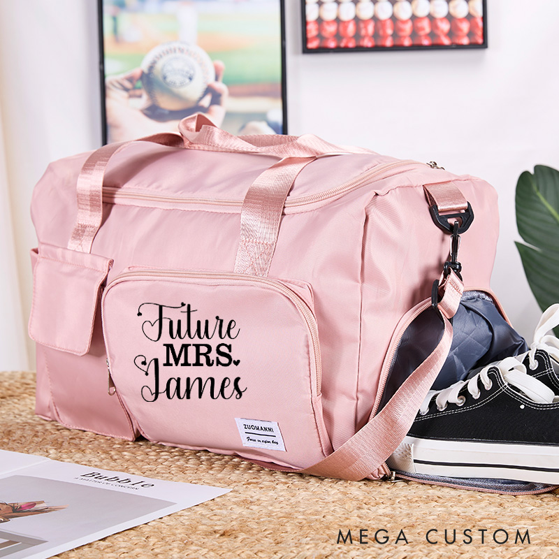 Personalized Future Mrs Heart Nylon Duffle Bag