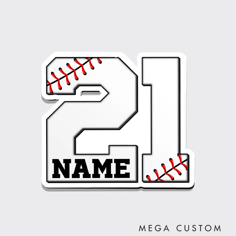 Personalized Baseball Sport Number Fridge Magnet with Name