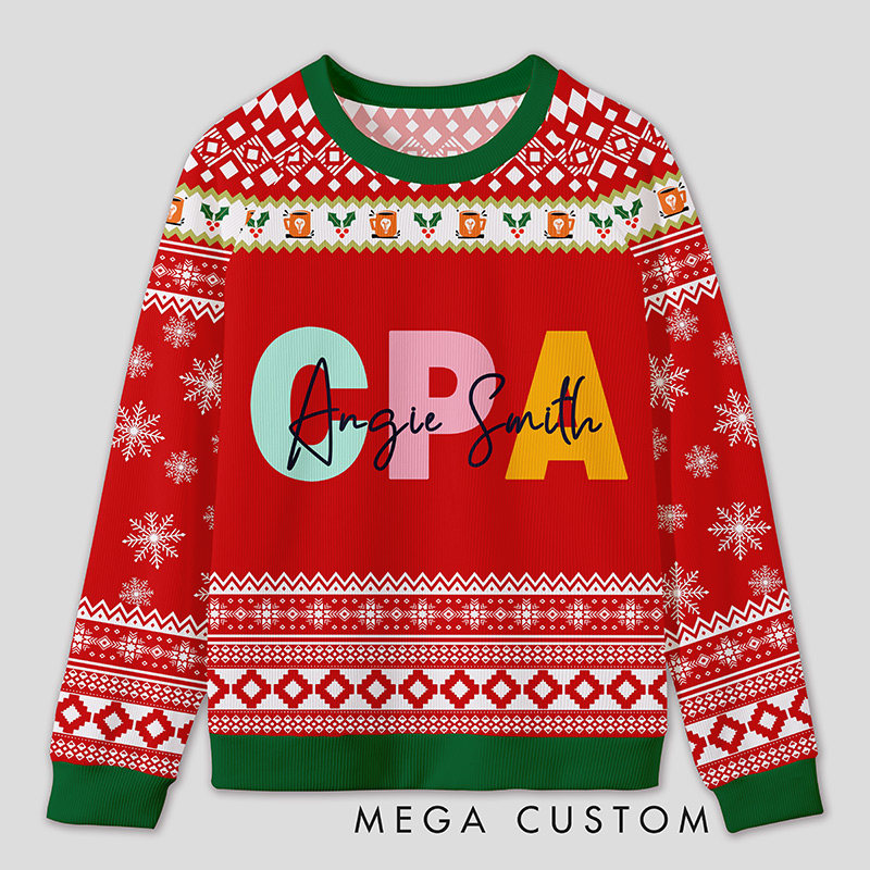 Personalized Certified Accountant Celebration Funny Ugly Sweater Festive Gift for Finance Pros