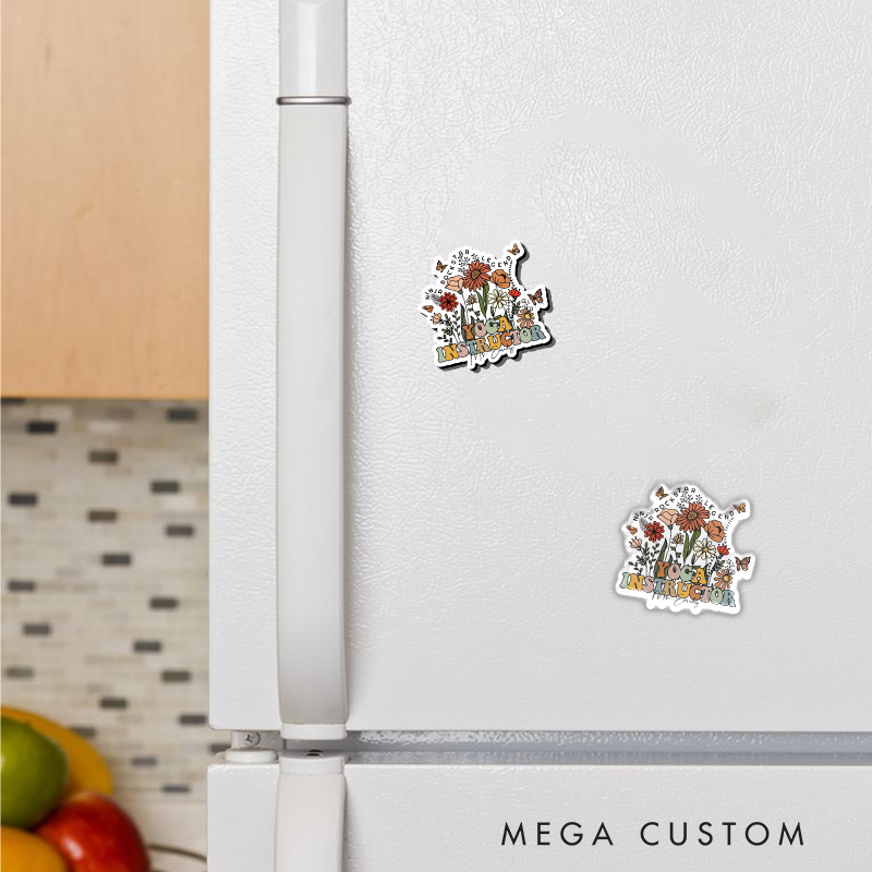 Personalized Yoga Instructor Refrigerator Magnets with Floral and Butterfly Design Perfect Gift for Yoga Lover