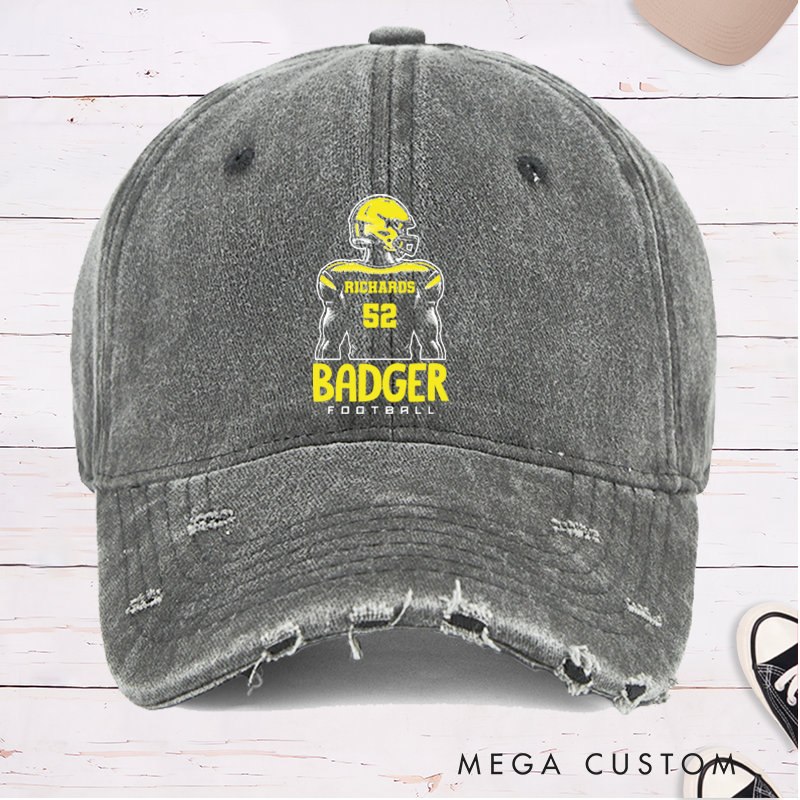 Personalized American Football Cap with Custom Team Name and Number on the Player Back