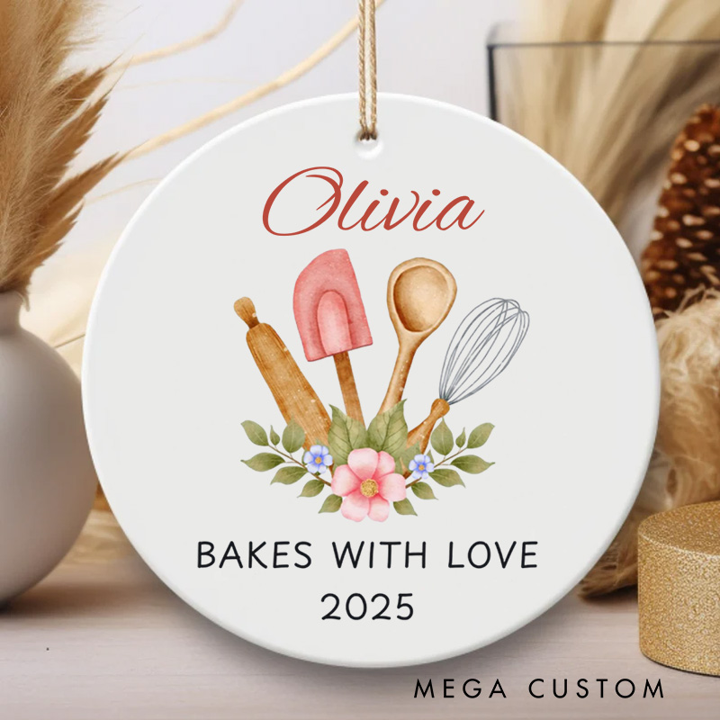 Personalized Bake with Name Christmas Ornament Custom Baker Name Ornament 2025 Baking Lover Ornament for Baking Lover Gift