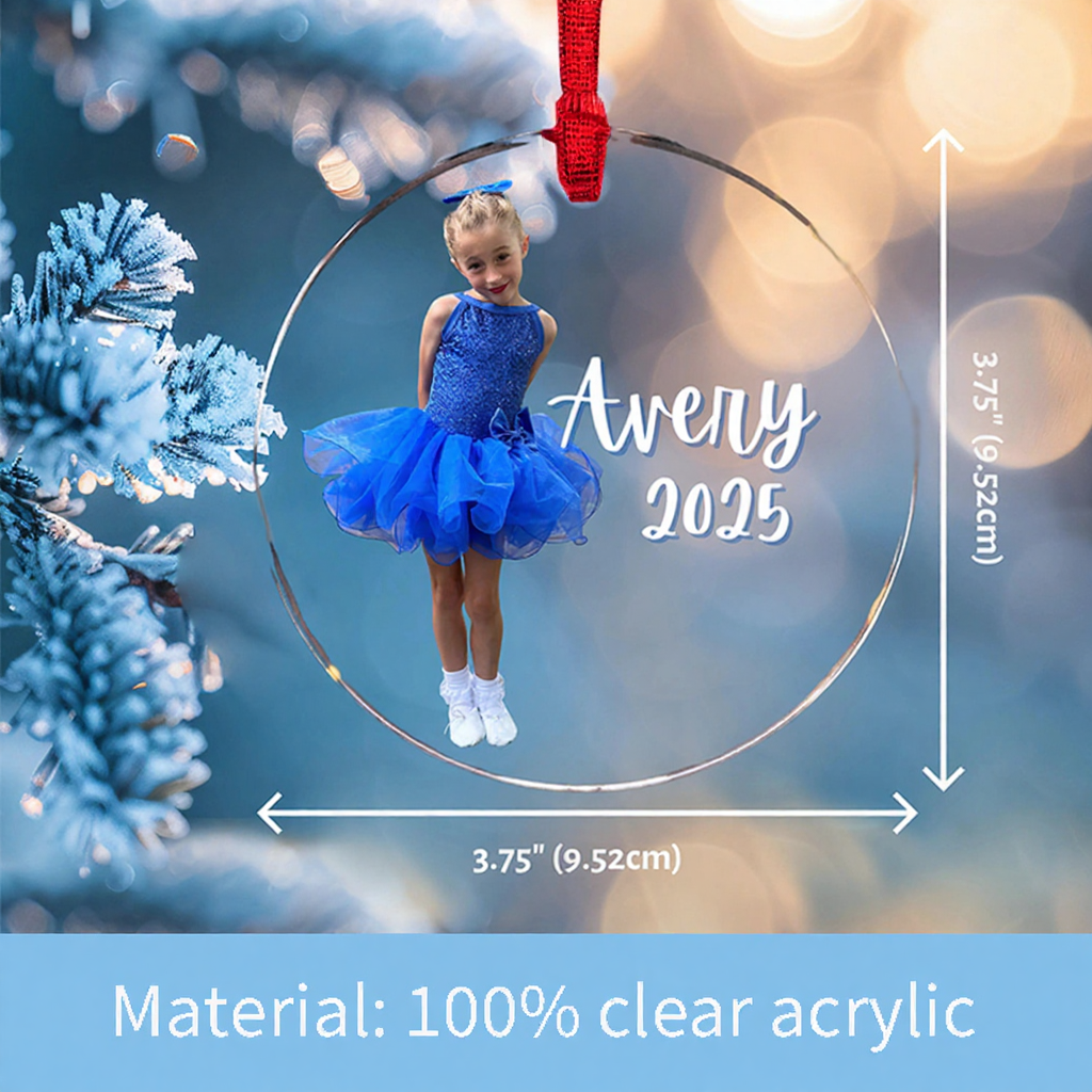 Personalized Dance Ornament Custom Photo Keepsake Recital Gift Christmas Tree Decoration Yearly Milestone Dance Mom Dad Kids Gift Acrylic