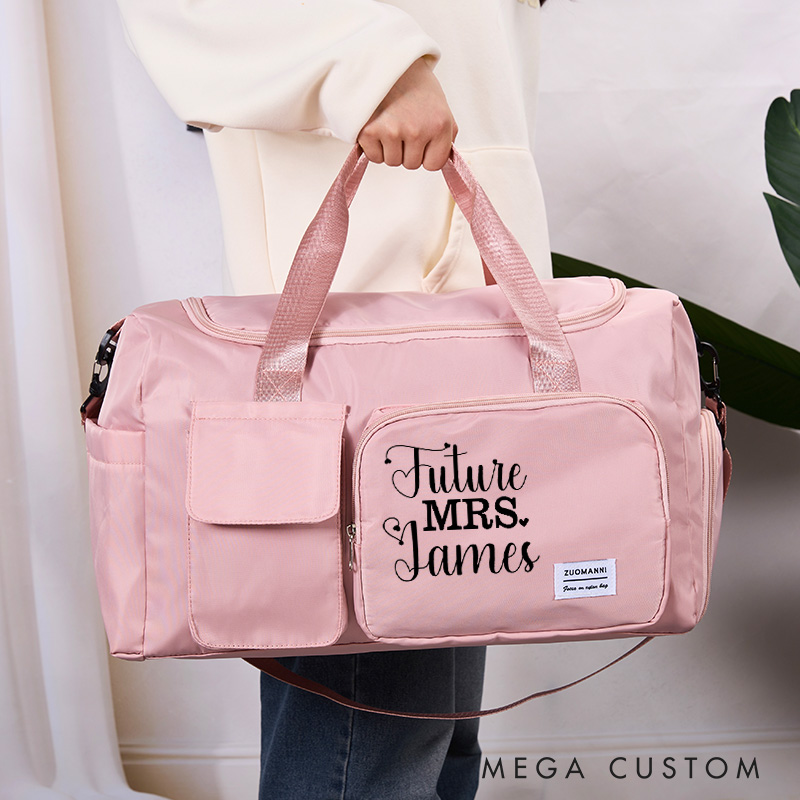 Personalized Future Mrs Heart Nylon Duffle Bag