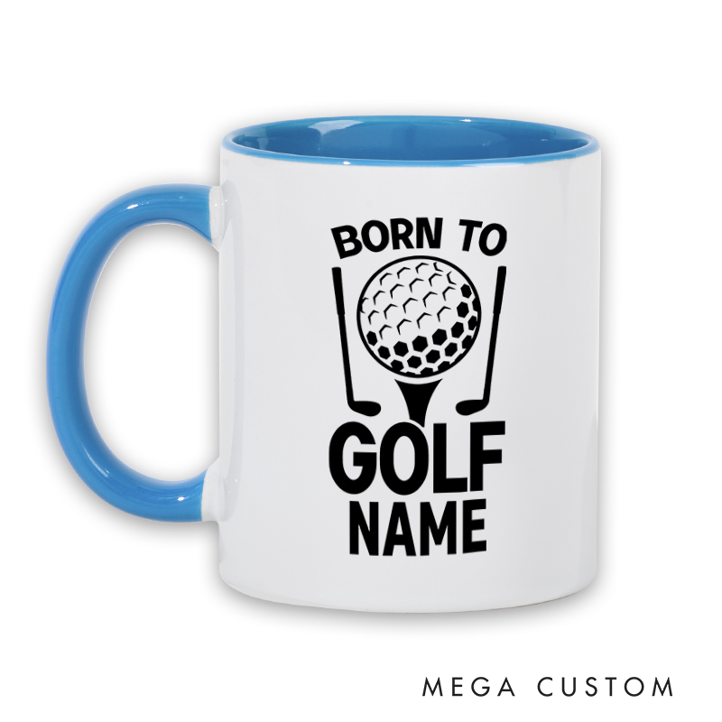 Personalized Born to Golf Mug with Custom Name and Stylish Design Perfect Gift for Golf Enthusiasts