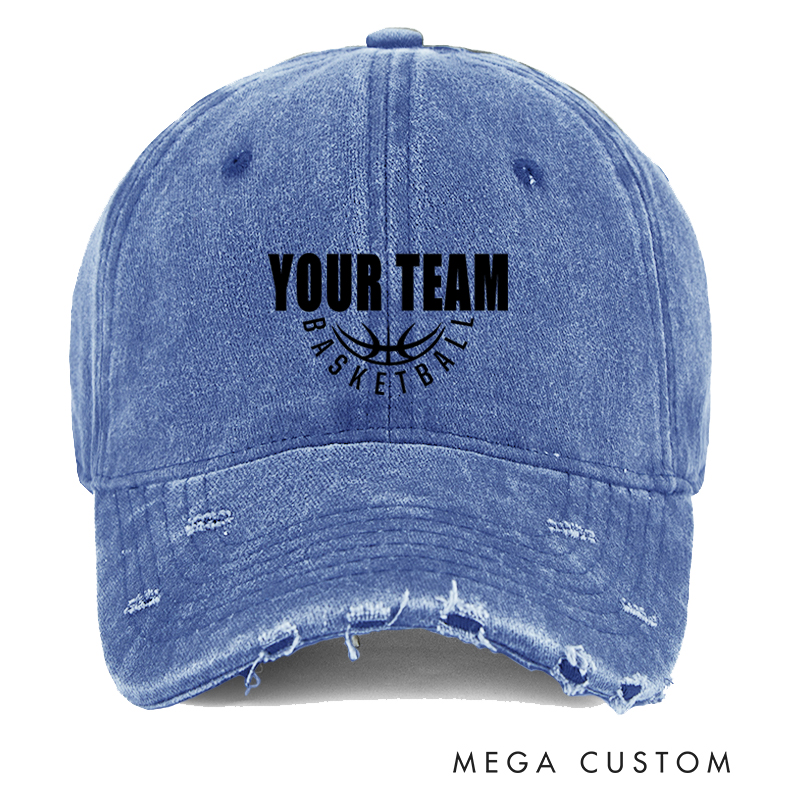 Personalized Basketball Team Distressed Cap with Customizable Team Name Design