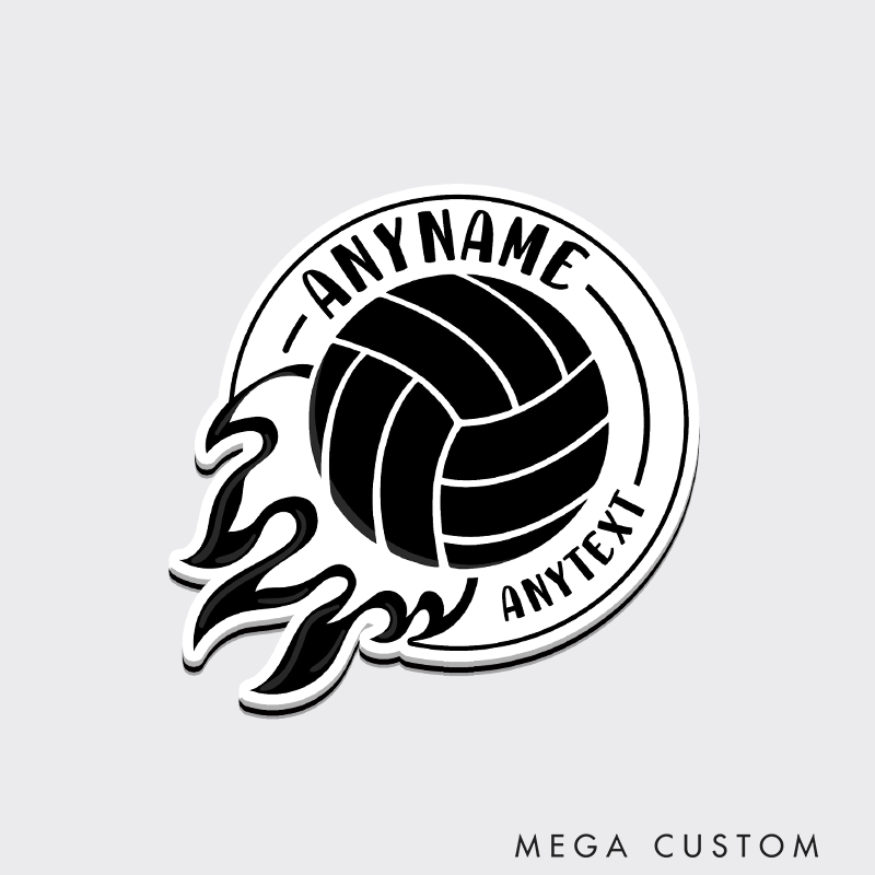 Personalized Volleyball Fridge Magnets Name and Text with Dynamic Ball Design