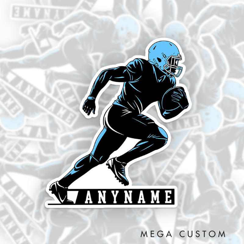 Personalized American Football Dynamic Player Design Sticker with Custom Your Name for Fans Gifts