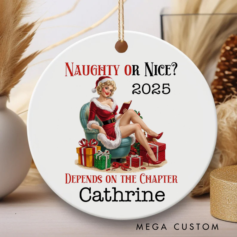 Personalized Naughty or Nice Christmas Ornament Book Ornament Bookworm Ornament Holiday Decor for Book Lover Gift Librarian Gift