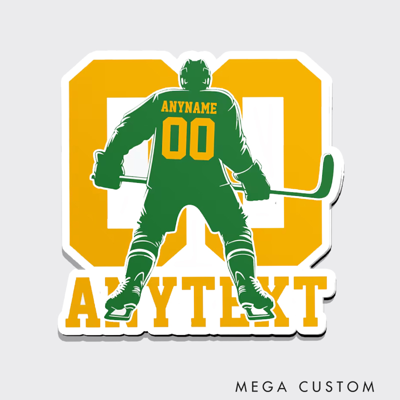 Personalized Hockey Gear Fridge Magnet with Customizable Name and Number