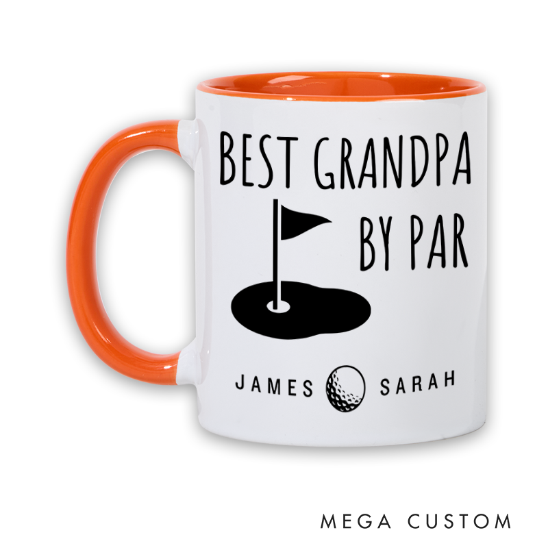 Personalized Golf Mug with "Best Grandpa By Par" Design and Custom Names Thoughtful Gift for Golf Enthusiasts