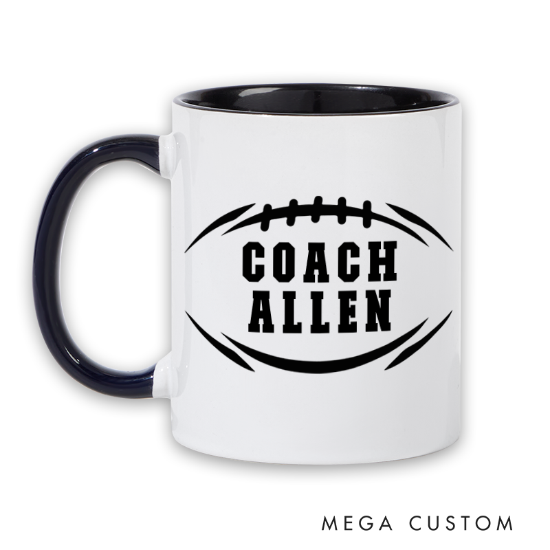 Personalized American Football and Rugby Coach Mug with Custom Name