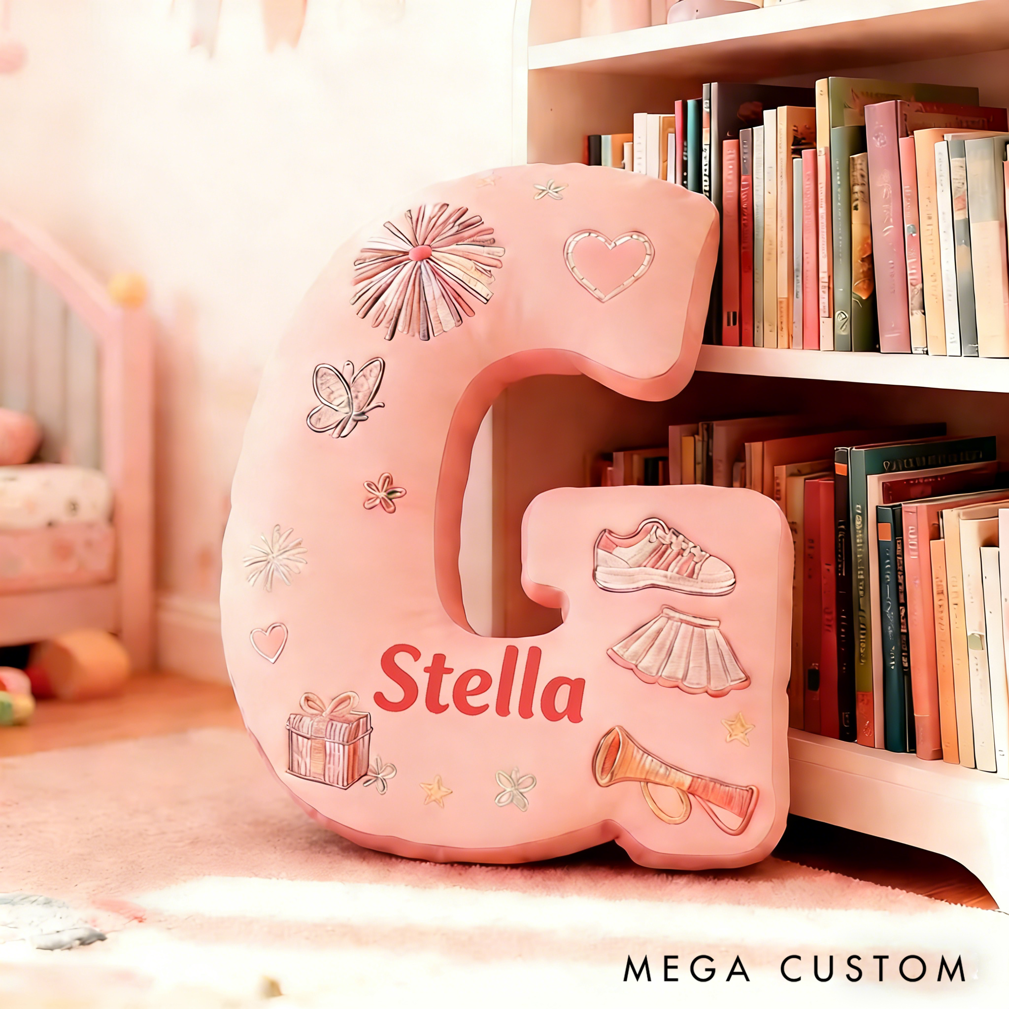 Personalized Cute Cheerleader Letter Pillow with Custom Name for Girls and Cheer Squad Members