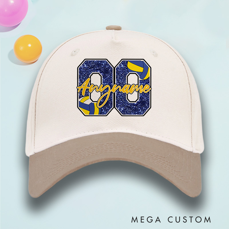 Personalized Volleyball Cotton Two Tone Cap with Custom Name and Number for Players and Fans