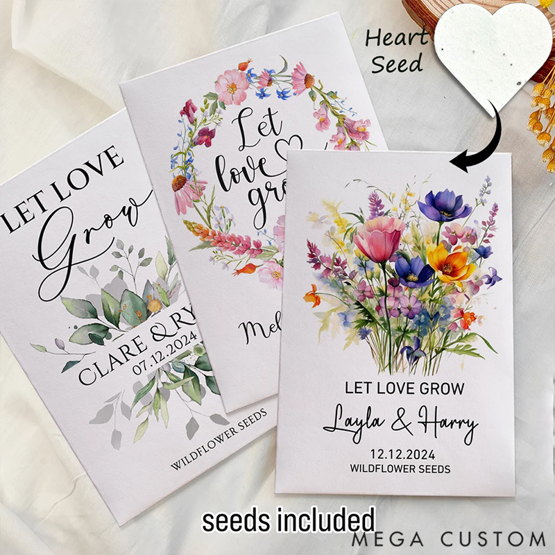 Personalized Eco-Friendly Wildflower Seed Packets Perfect Wedding Favors and Bridal Shower Gifts