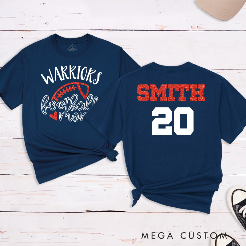 Personalized American Football Mom T-Shirts with Custom Team and Name on the Back