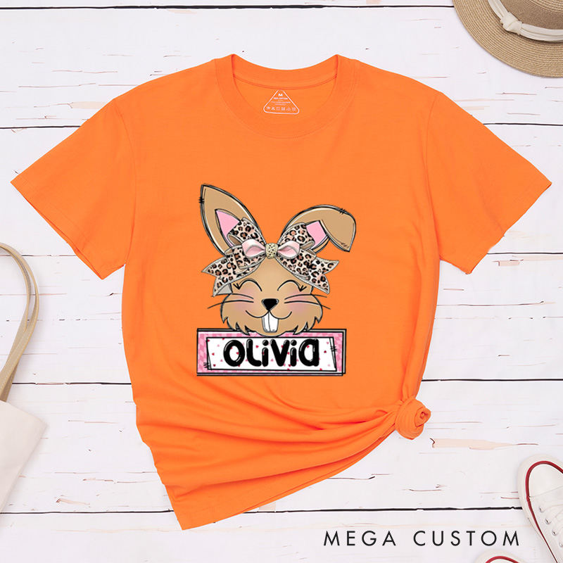 Personalized Easter Leopard Bunny Couple Matching Classic T-Shirt Easter Gift For Girlfriend and Boyfriend
