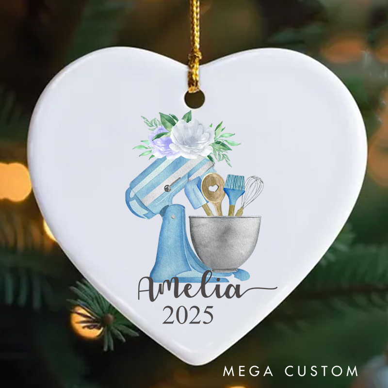 Personalized Baking Mixer Christmas Ornament Bakery Assistant Ornament with Name Xmas Tree Ornament Baker 2025 Christmas Gift Baking Lover Gift