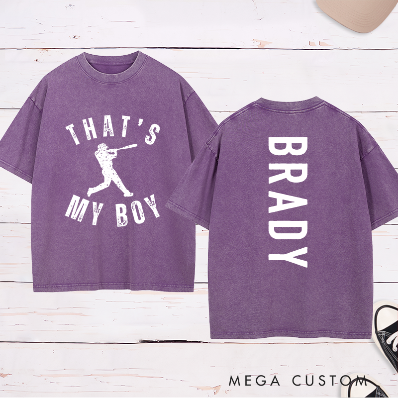 Personalized That's My Boy Baseball Washed T-Shirt with Name