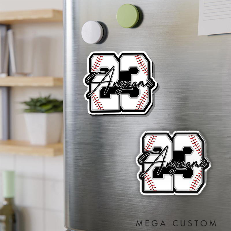 Personalized Baseball Name Helmet Decal Fridge Magnet