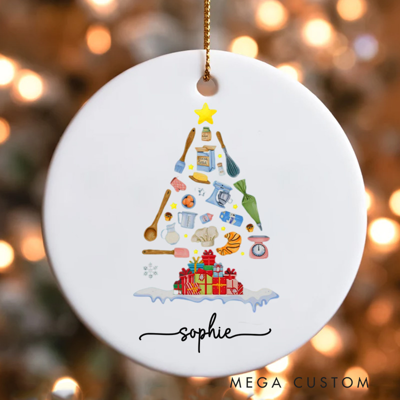Personalized Baker Christmas Ornament Chef Ornament with Name Xmas Tree Decor for Baker 2025 Christmas Gift Baking Lover Gift
