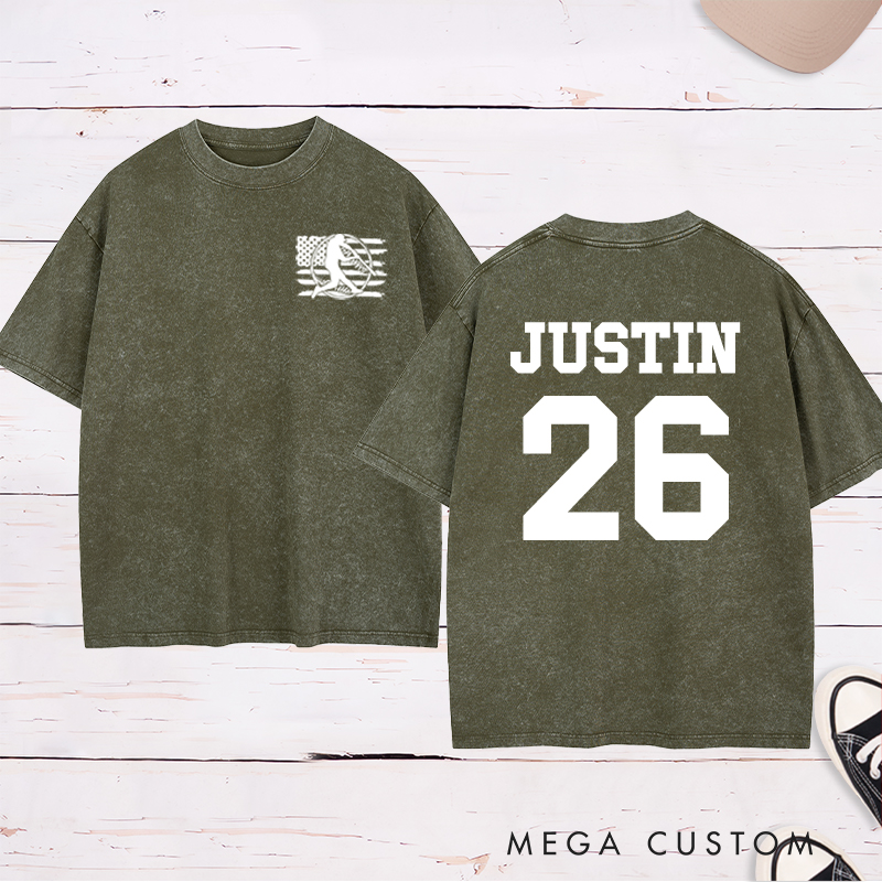 Personalized Team Spirit Washed T-shirt with Clean and Bold Name and Number Design