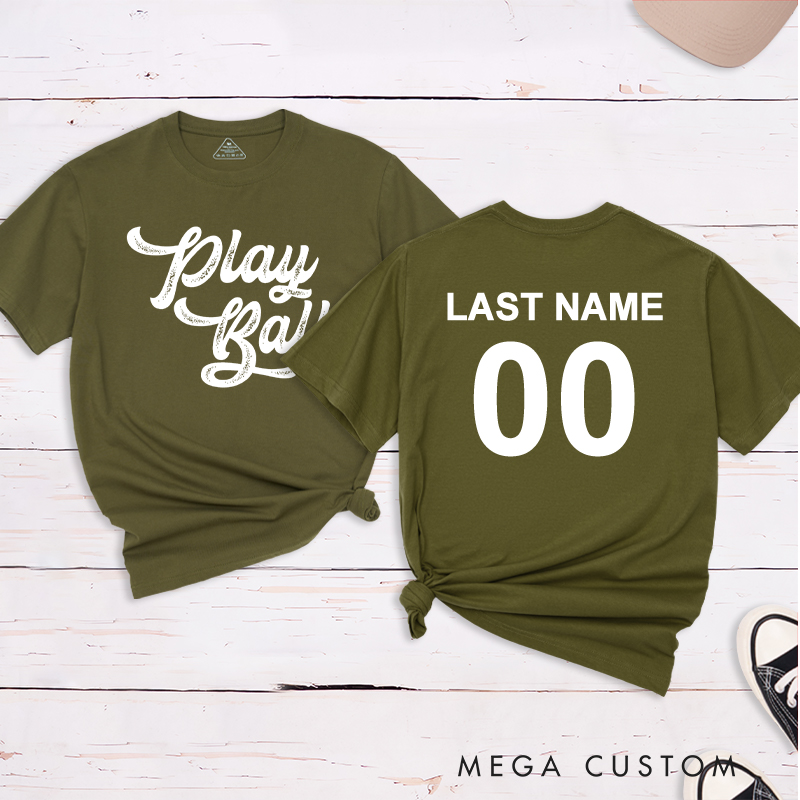 Personalized "Play Ball" T-Shirt with Custom Name and Number