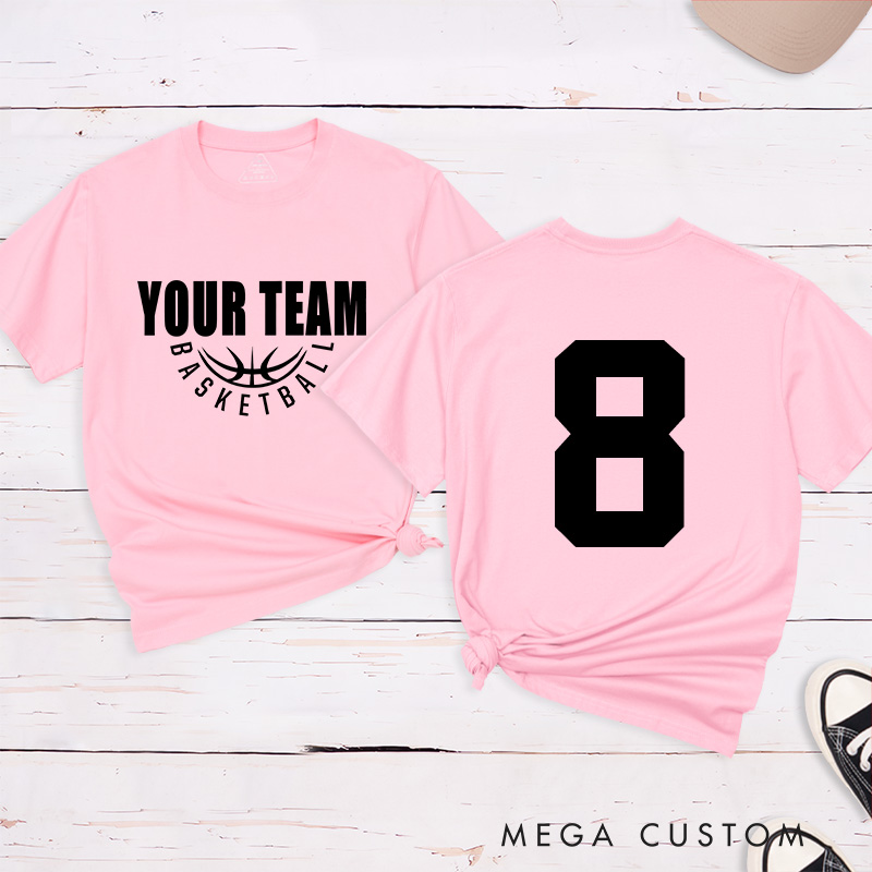 Personalized Basketball Jersey Style T Shirt with Custom Team Name on Front and Player Number on Back